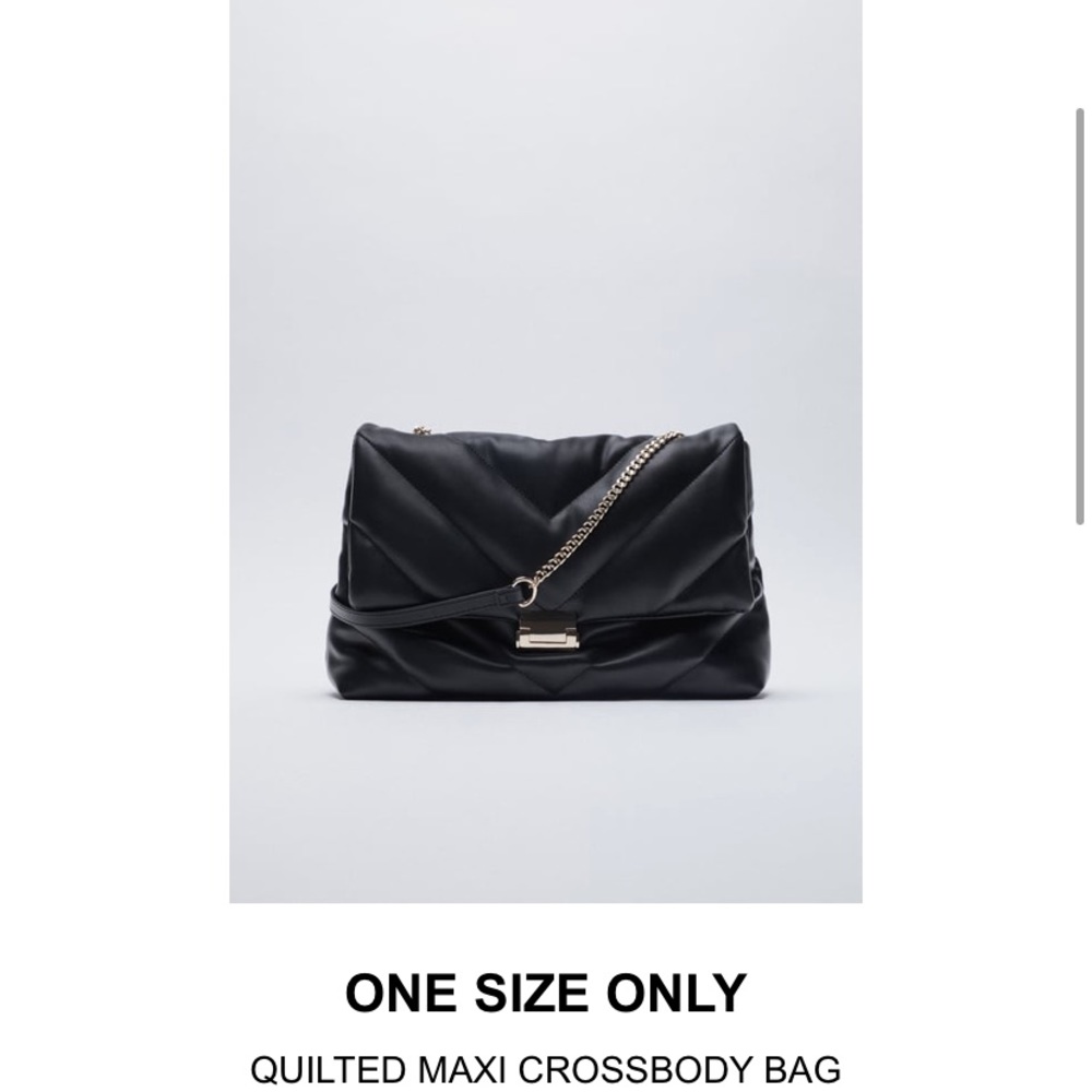 Black Zara QUILTED MAXI CROSSBODY BAG